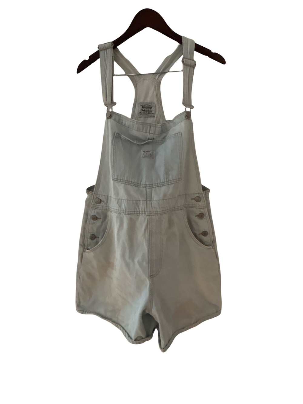 Levi’s Premium Utility Lightweight Shortalls Light Wash Denim Overalls Size L